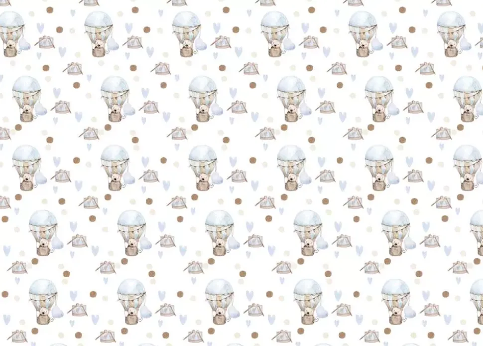 Tela de Encuadernar Ositos en Globo Lullaby Baby Boy PapersForYou