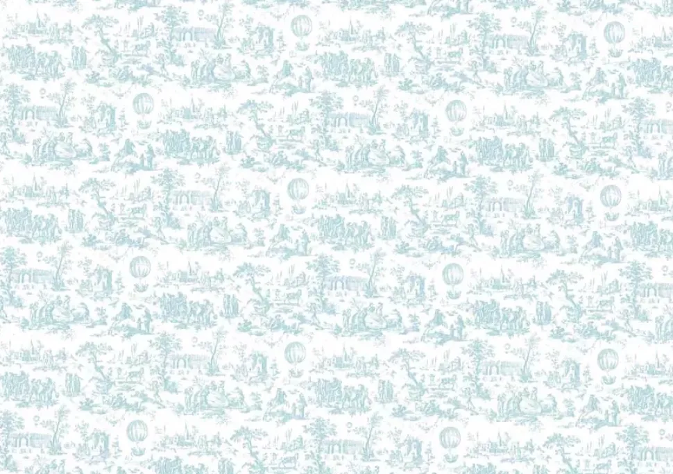 Tela de Encuadernar Toile de Jouy Azul Bebé PapersForYou 70x50cm