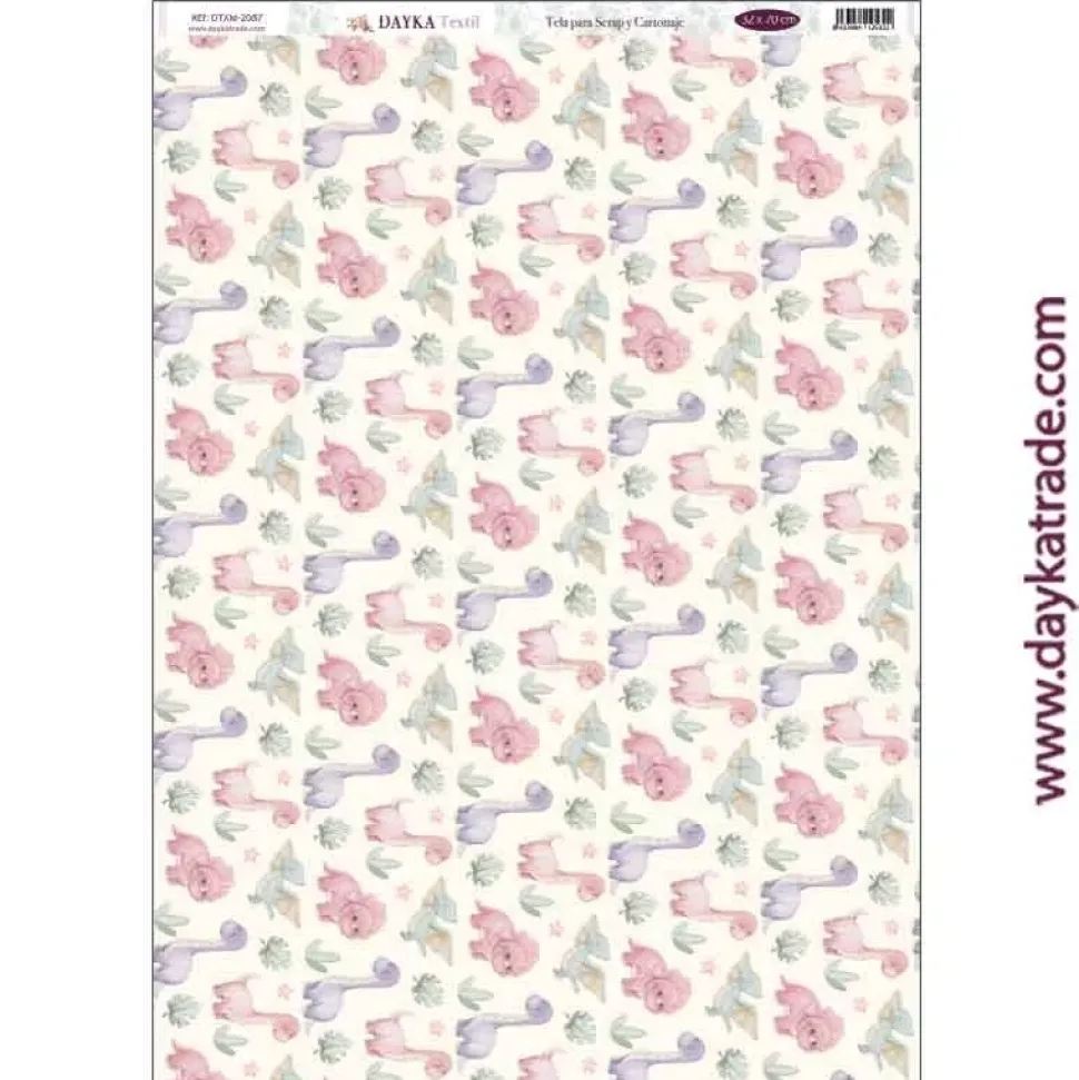 Tela DTXM-2087 Patrón Dinosaurios Puro Amor Rosas Dayka 33x70cm