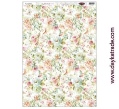 Tela DTXM-2019 Patrón Fondo Flores Colores Dayka 33x70cm