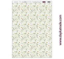 Tela DTXM-2024 Patrón Fondo Flores Bendiciones Dayka 33x70cm