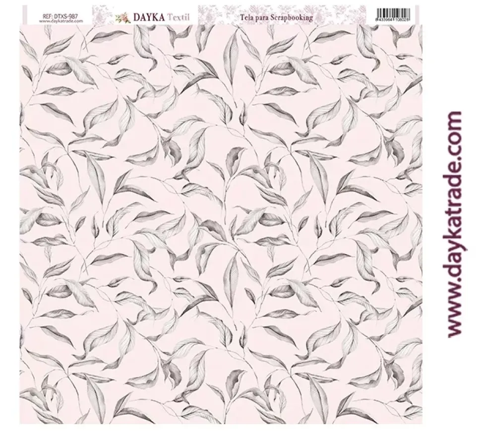 Tela DTXS-987 Hojas Rosa Empolvado Dayka 30x30cm