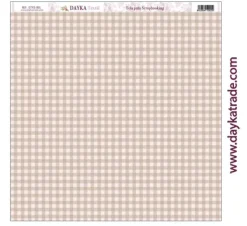 Tela DTXS-991 Vichy Marrón y Rosa Hoy Es Mi Día Niña Dayka 30x30cm