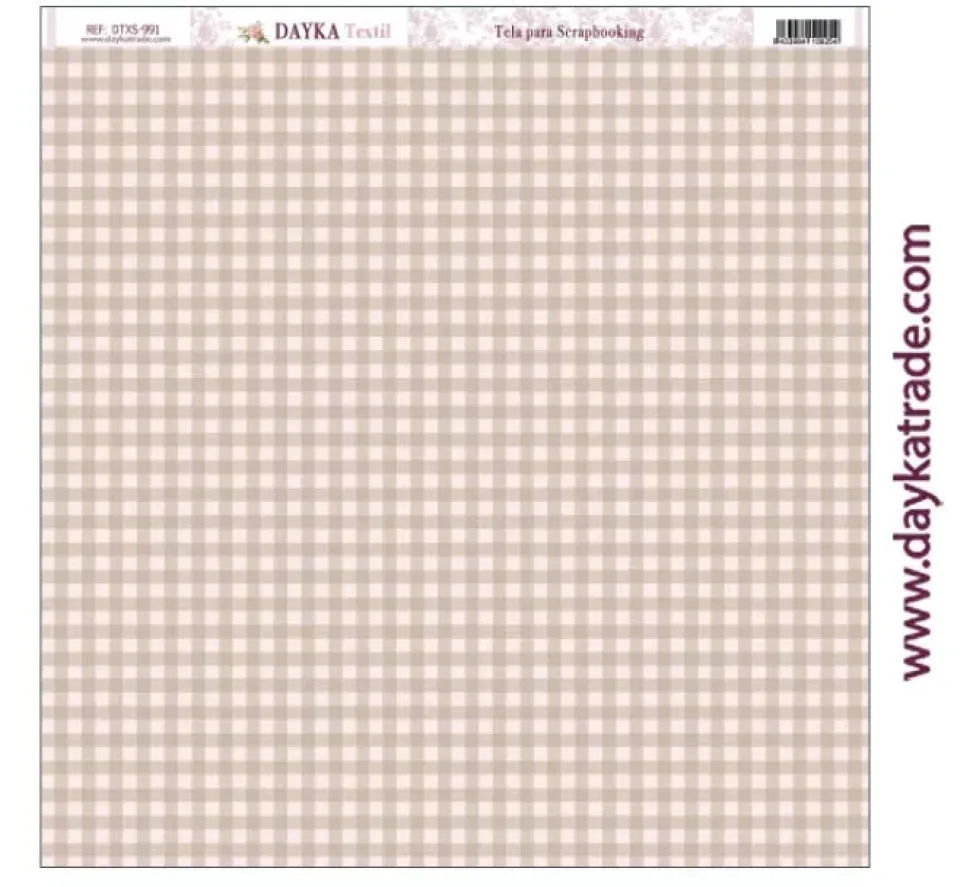 Tela DTXS-991 Vichy Marrón y Rosa Hoy Es Mi Día Niña Dayka 30x30cm