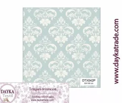 Tela para Decoración #42 Damasco azul y beige 50x100cm. Dayka
