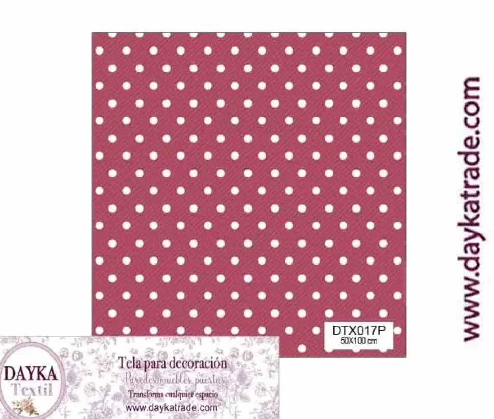 Tela para Decoración #17 Puntos o topos fresa 50x100cm. Dayka