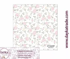 Tela para Decoración #45 Flores rosas y amarillas con hojas verdes 50x100cm. Dayka