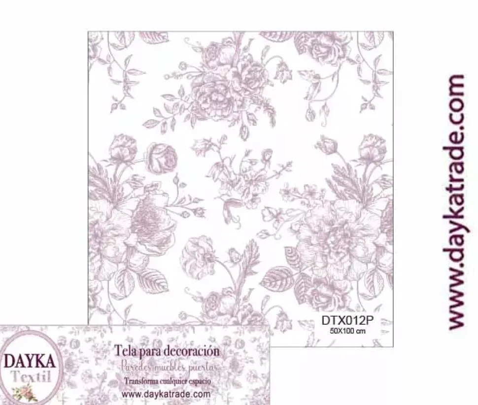 Tela para Decoración #12 Flores Moradas 50x100cm. Dayka
