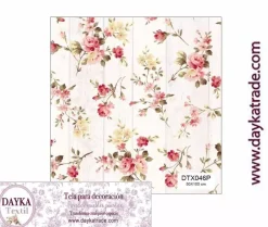 Tela para Decoración #46 Flores sobre tabla de madera vintage 50x100cm. Dayka
