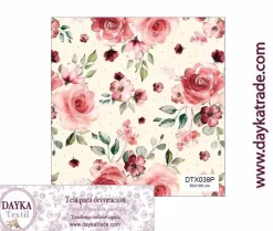 Tela para Decoración #38 Flores con fondo crema y lunares 50x100cm. Dayka