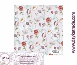 Tela para Decoración #15 Flores silvestres con fondo morado 50x100cm. Dayka