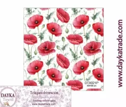Tela para Decoración #21 Flores amapolas rojas 50x100cm. Dayka