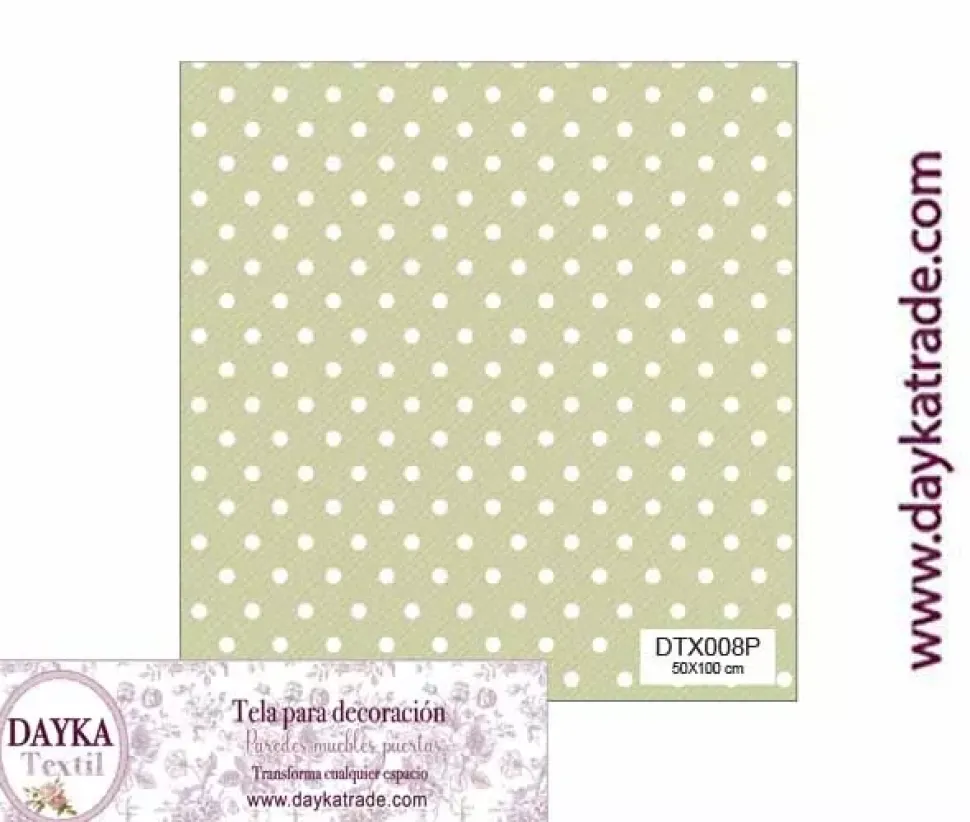 Tela para Decoración #08 Puntos o topos verdes 50x100cm. Dayka