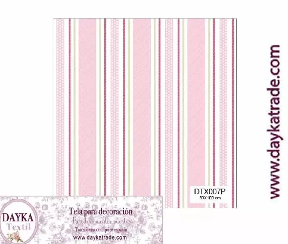 Tela para Decoración #07 Rayas rosas y verdes Dayka