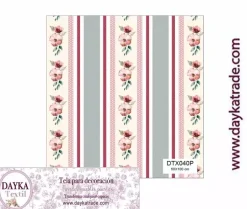 Tela para Decoración #40 Rayas con flores 50x100cm. Dayka