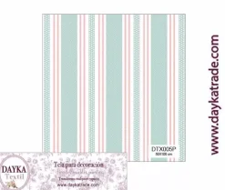 Tela para Decoración #05 Rayas aguamarina y salmón 50x100cm. Dayka