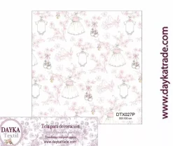 Tela para Decoración #27 Ropa de bebé y chupetes rosa 50x100cm. Dayka
