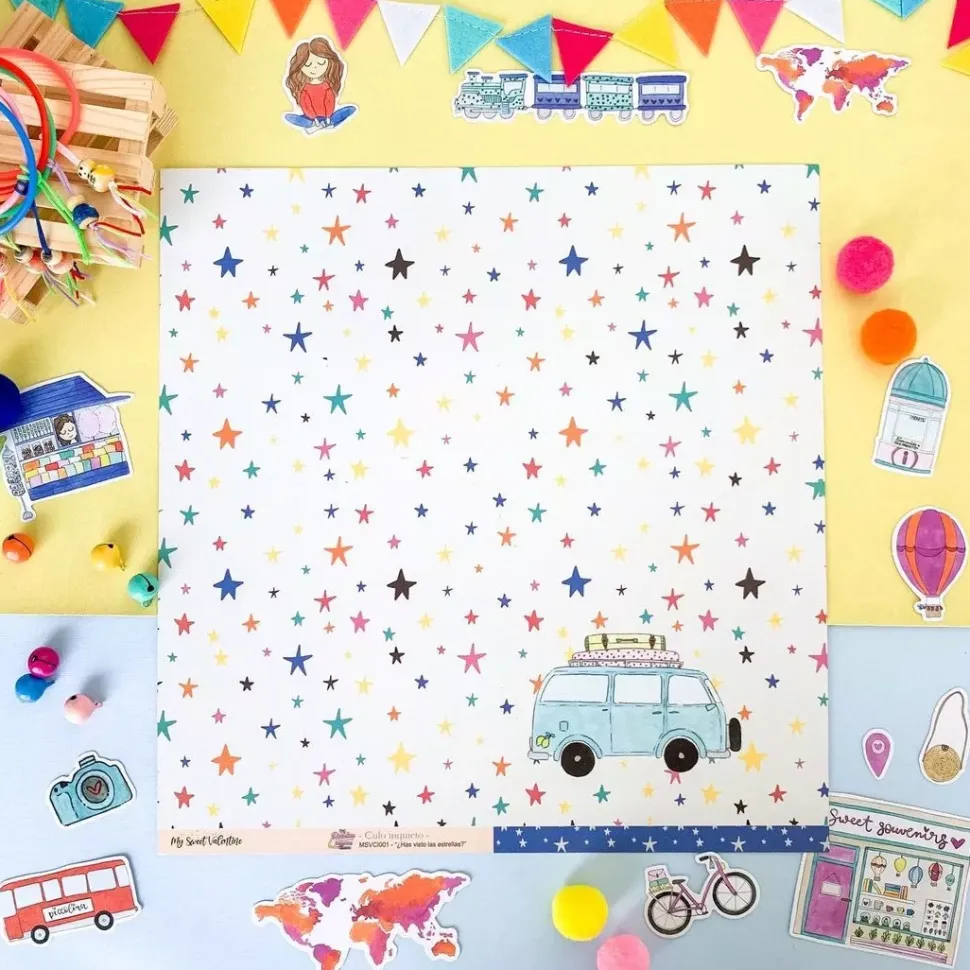 Tela Para Encuadernar ¿Has Visto las Estrellas? Piccolina Brava Culo Inquieto My Sweet Valentine 50x35cm