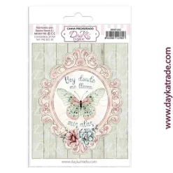 Tela para Scrapbooking y Cartonaje Marco con Mariposa Azul 12x17cm