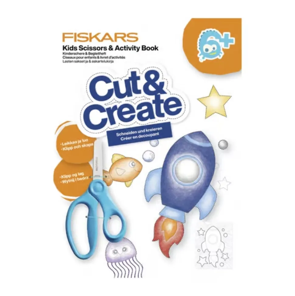 Tijeras Punta Redonda y Libro de Actividades Fiskars