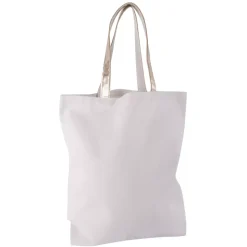 Tote bag shopper fashion blanco y dorado