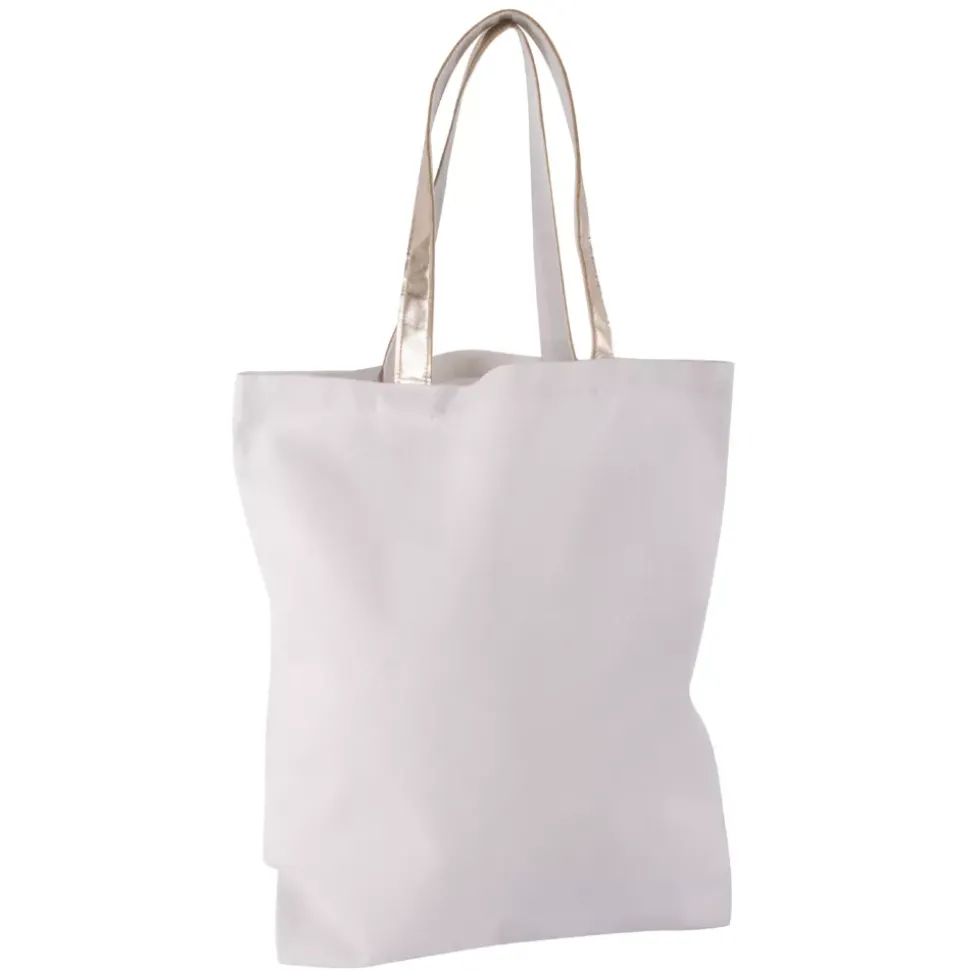 Tote bag shopper fashion blanco y dorado