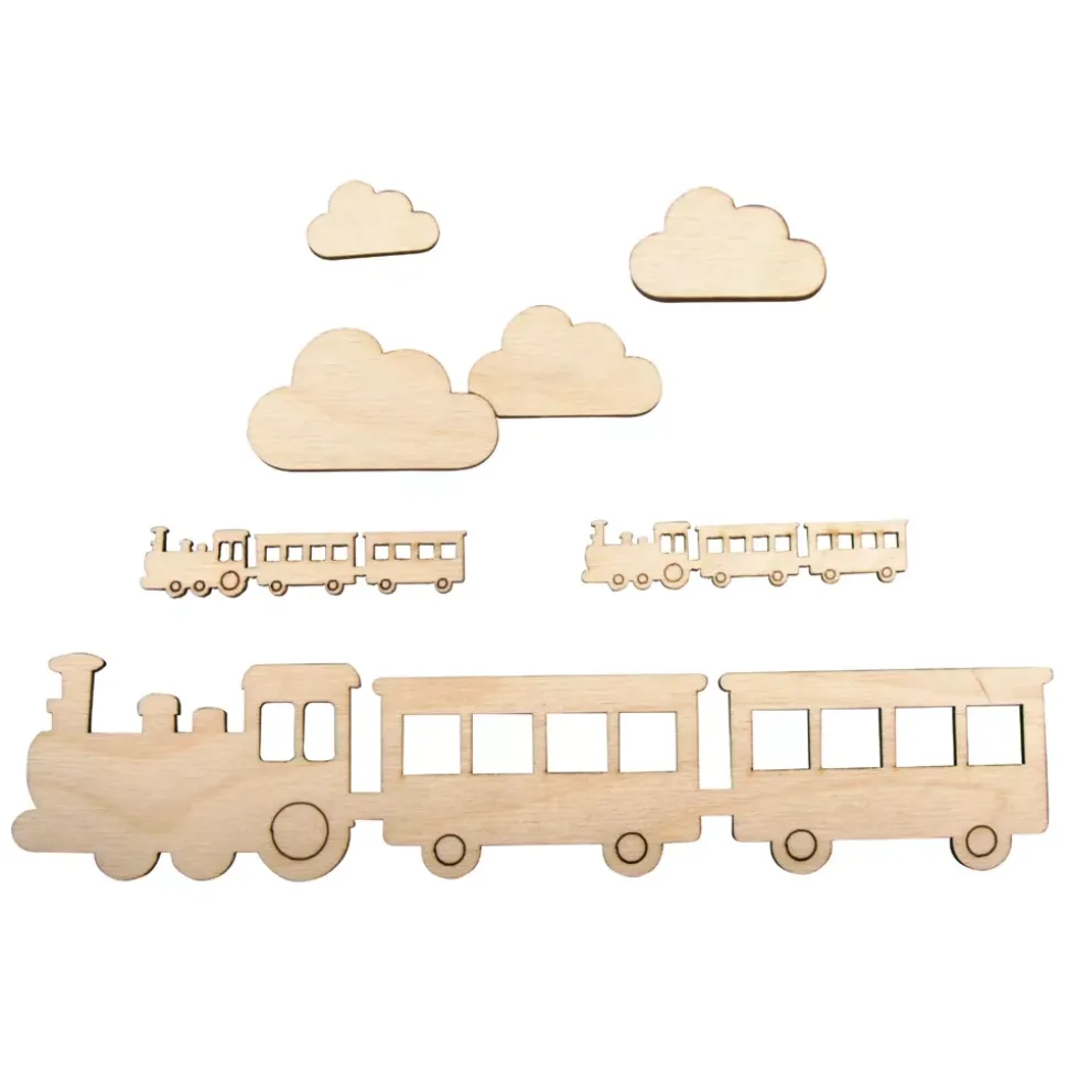 Trenes y Nubes de madera Rayher