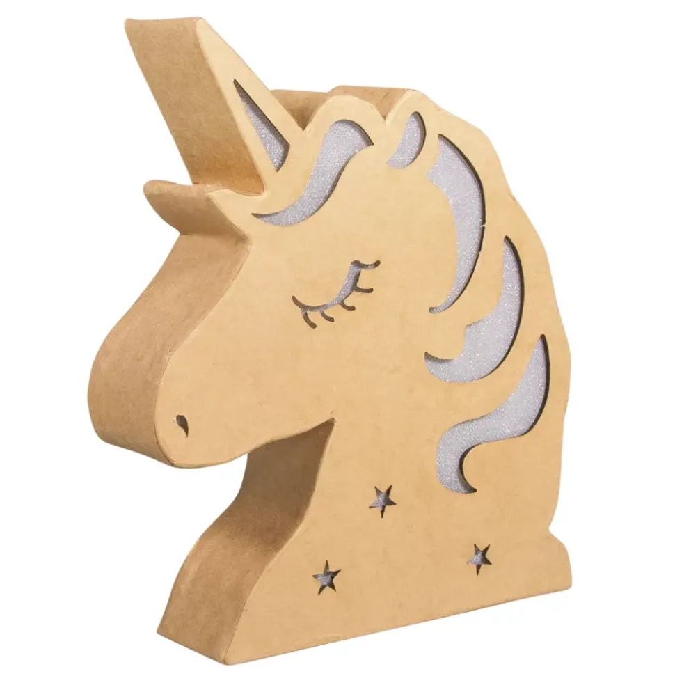Unicornio luminoso de papel maché